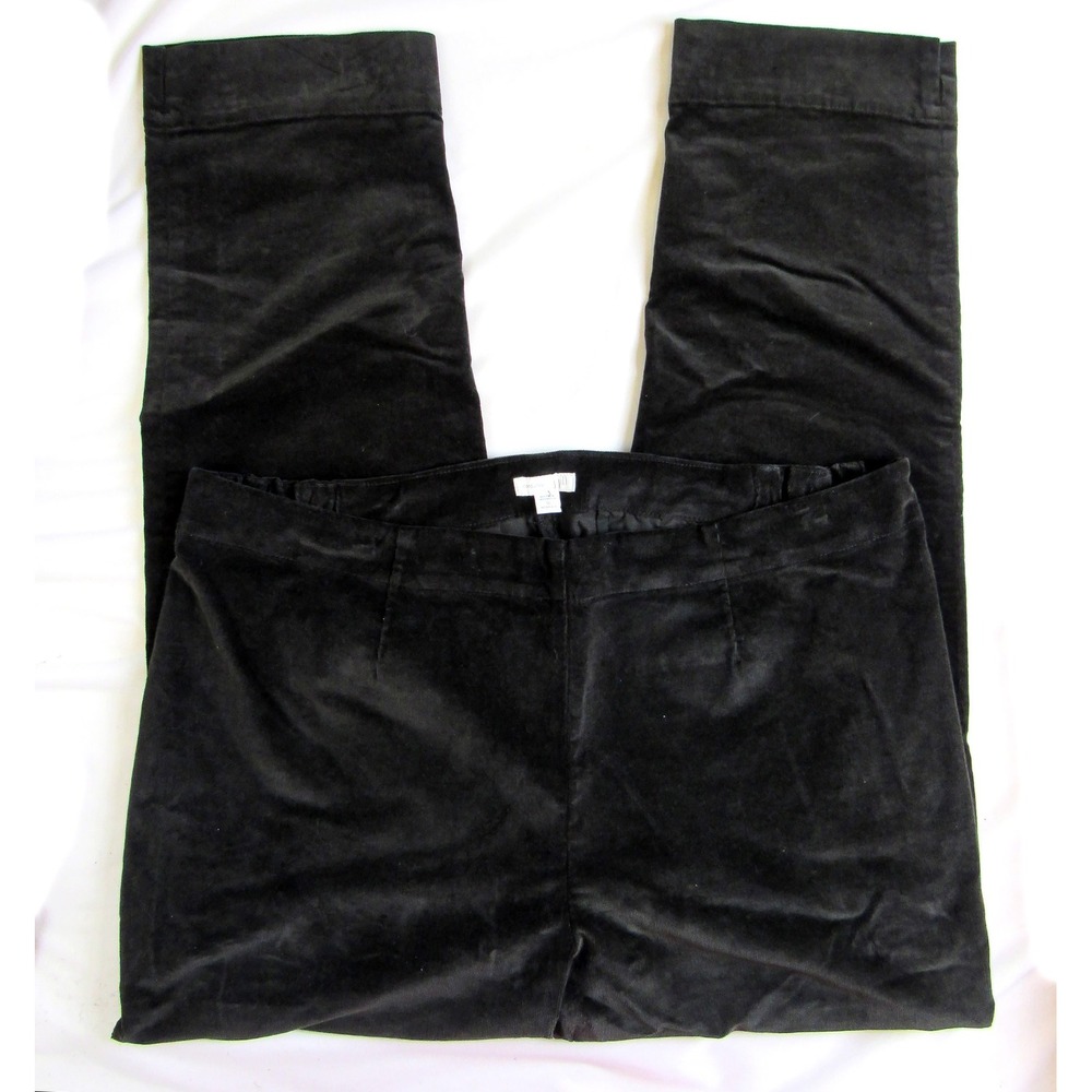 J.Jill Corduroy Pants Charcoal Black Elastic Waist Side Zip Size 16 Women's
